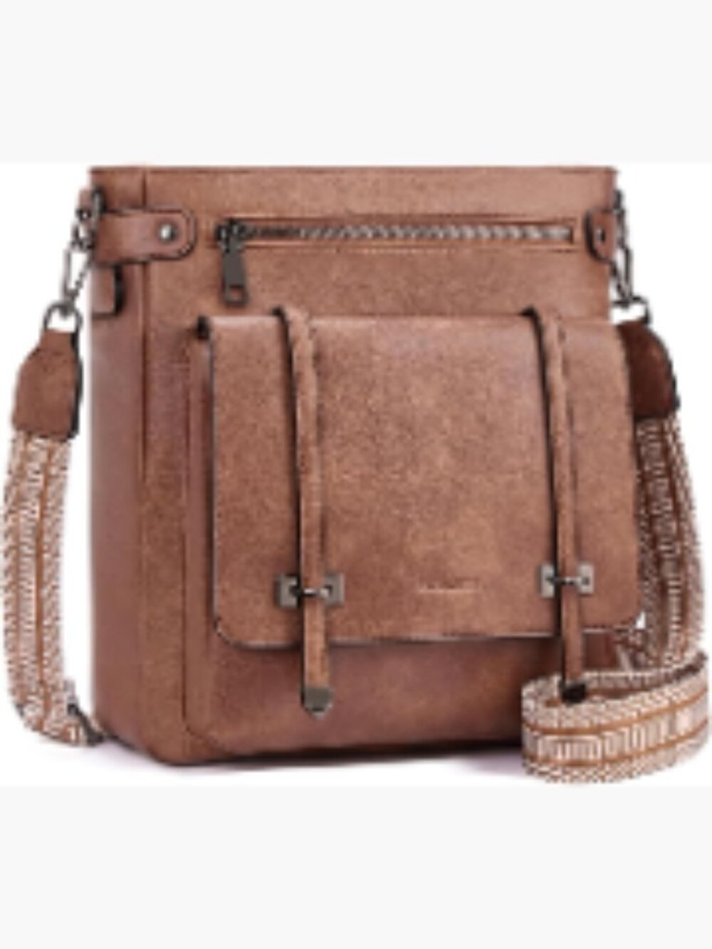 Vegan Leather Crossbody Bag Multi Pocket Travel Purse Adjustable Strap Shoulder